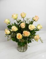 A Dozen Cream Roses Flower Arrangement