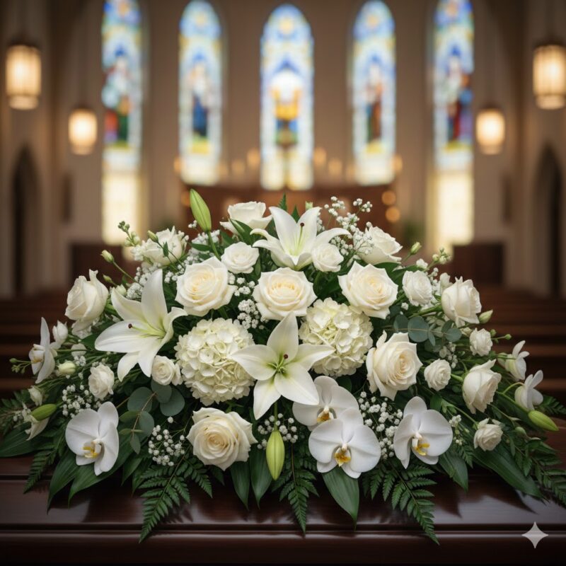 A Final Token of Love: The Heavenly Blooms Casket Wreath