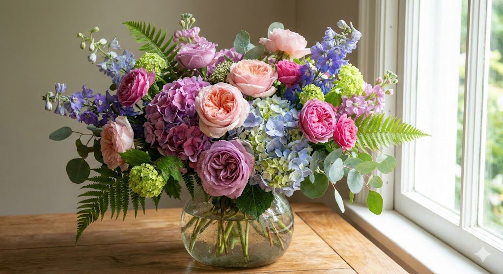 A Masterpiece of Blooms The Artists Garden Flower Vase Arrangement