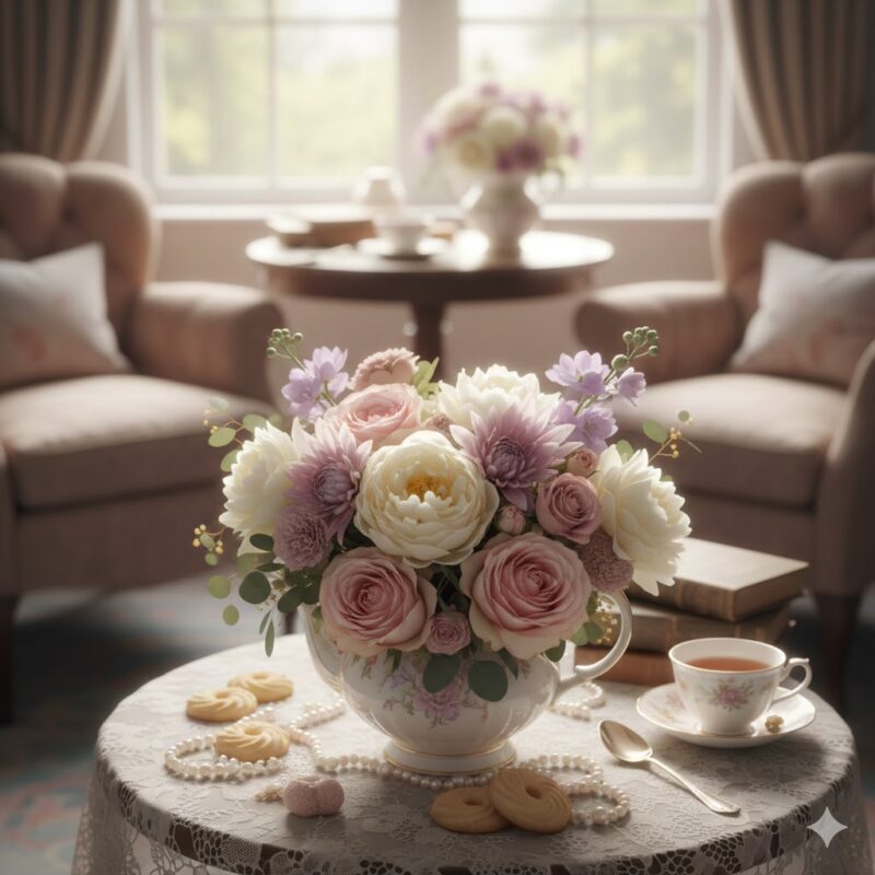 A Perfect Pause: The Luxurious Tea Party Flower Bouquet