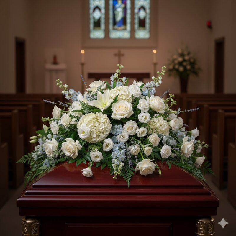 A Timeless Tribute: The A Life Well Lived Full Casket Spray