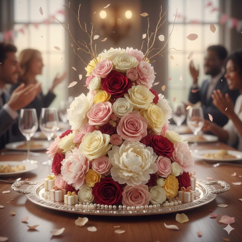 Blooming Birthday Cake: A Luxurious Flower Arrangement for Celebrations