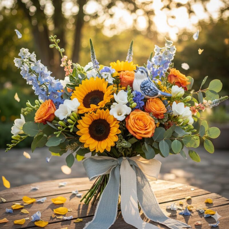 Celebrate Joy with the Songbird FLOWER BOUQUET