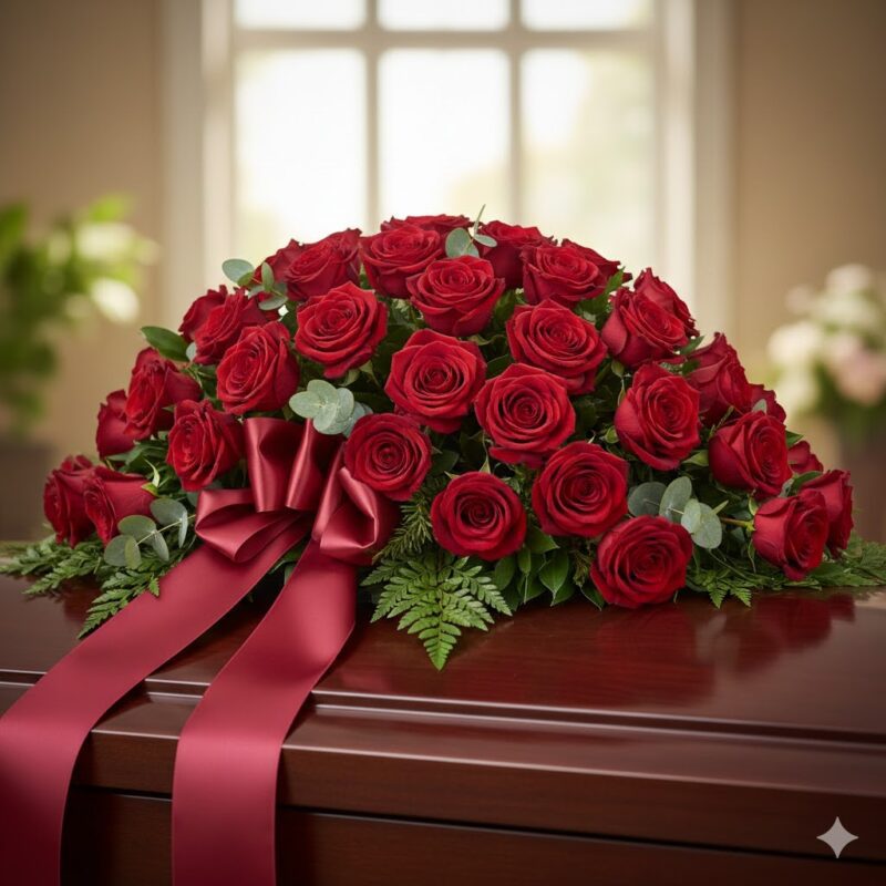 Eternal Love: The Red Rose Casket Wreath