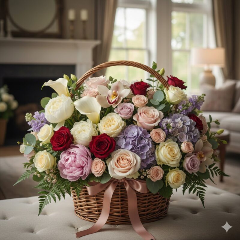 Express Every Emotion with the Luxurious Basket Of Love Flower Basket