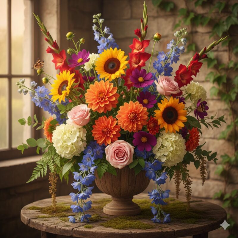 Nature’s Glory Flower Arrangement: A Celebration of Vibrant Blooms