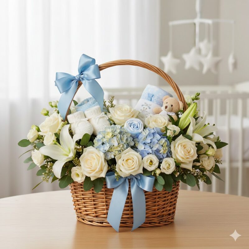 Oh Baby! Flower Basket Handcrafted Joy for the New Arrival