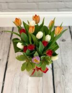 Rainbow Tulips arrangement