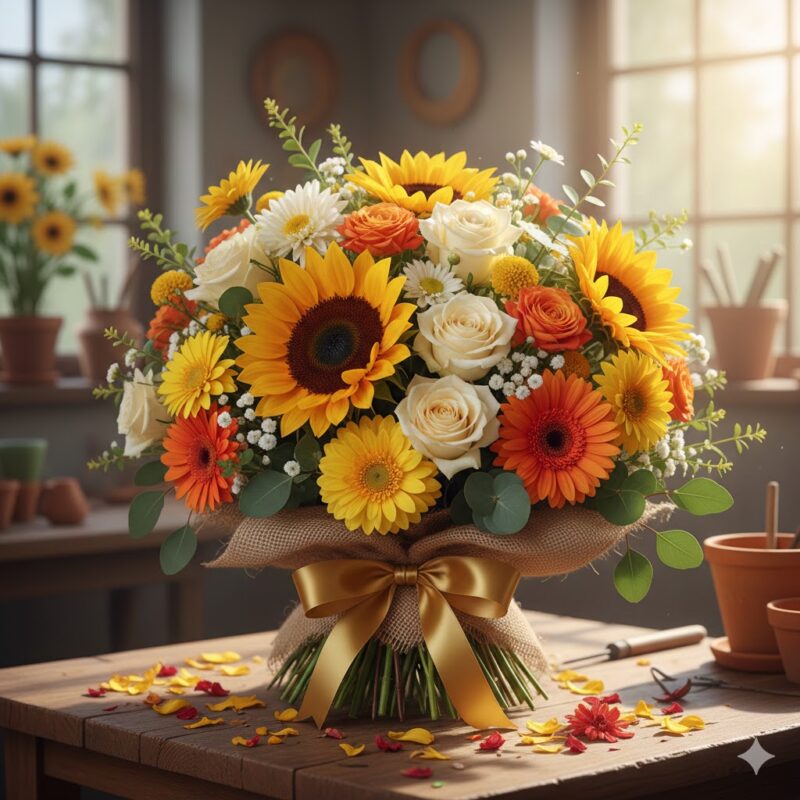 Sunshine Splendor Flower Bouquet A Ray of Handcrafted Joy