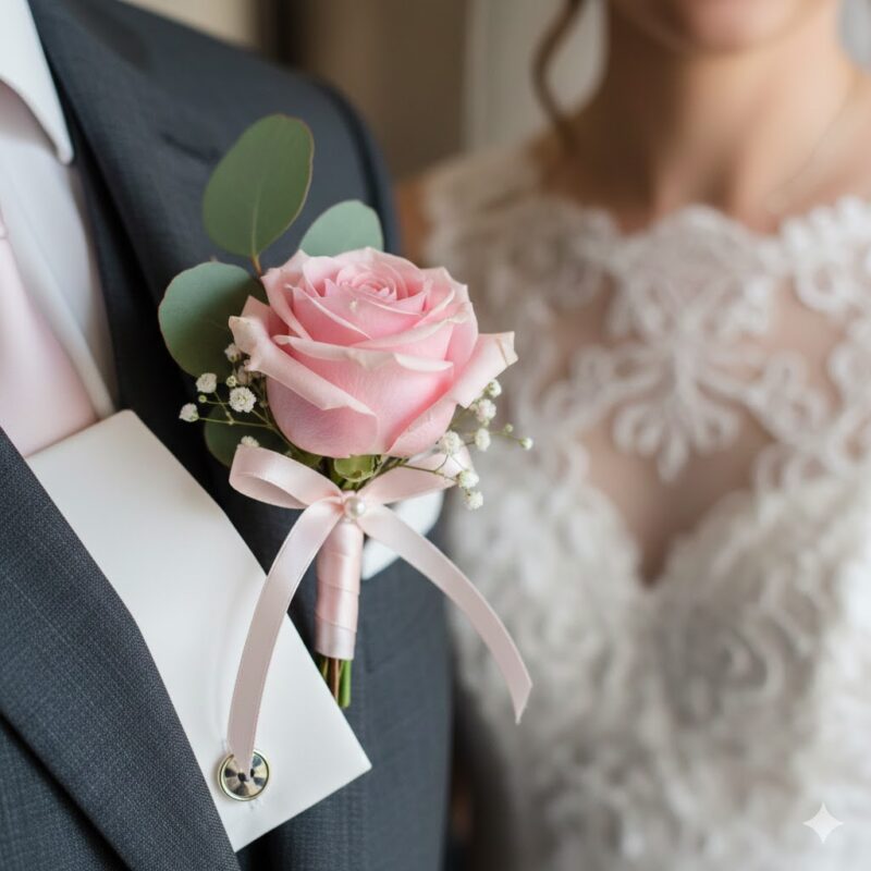 The Finishing Touch: Elegant Pink Rose Boutonniere