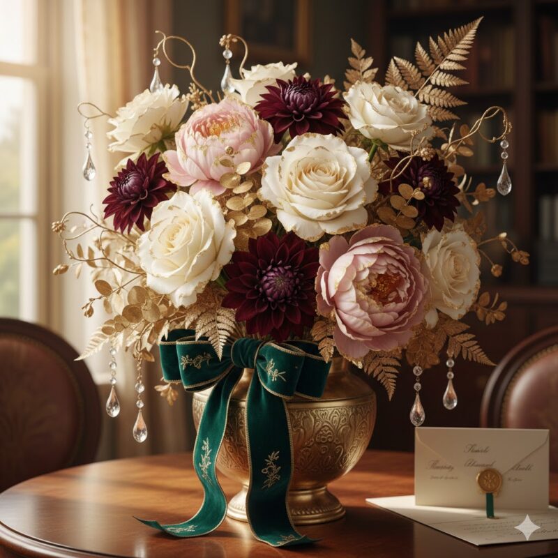The Gilded Flower Arrangement: A Luxurious Expression of Gratitude