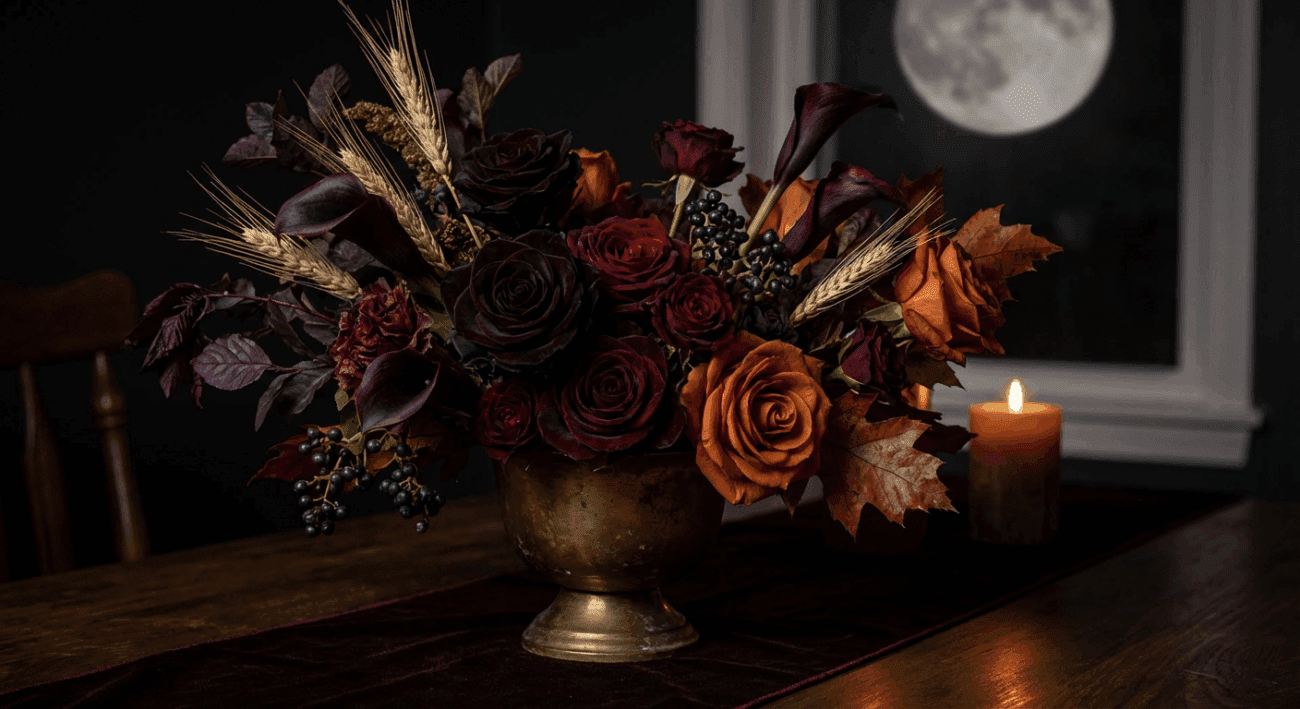 The Harvest Moon Roses Arrangement Deep Passion & Mystery