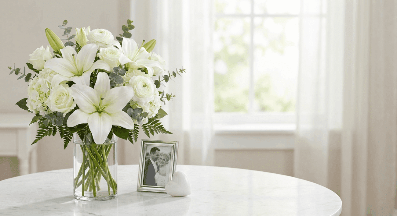 The Lily Love Arrangement Elegant Purity and Devotion