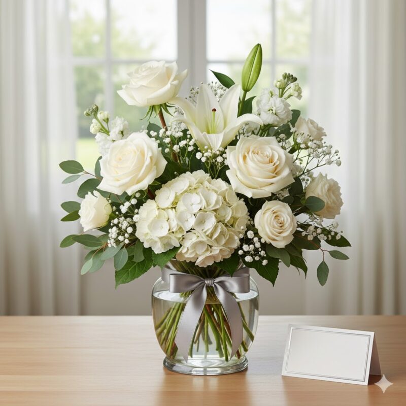 The Purity Arrangement: Timeless Grace and Heartfelt Sentiment