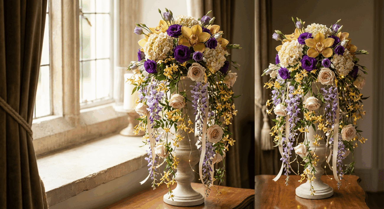 The Rapunzel Arrangement Flower Cascading Beauty and Whimsical Luxury