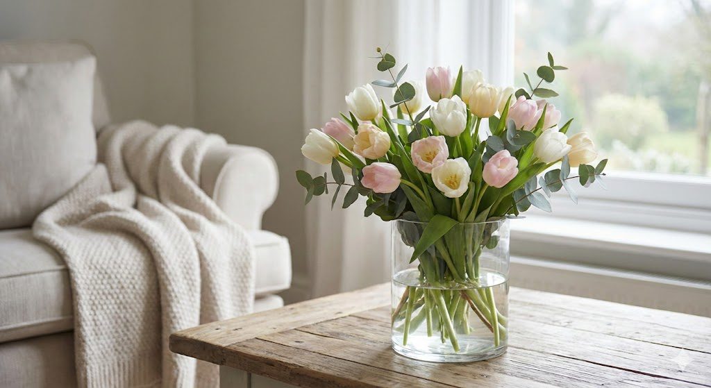 The Tranquil Tulip Flower Arrangement Serenity for the Season