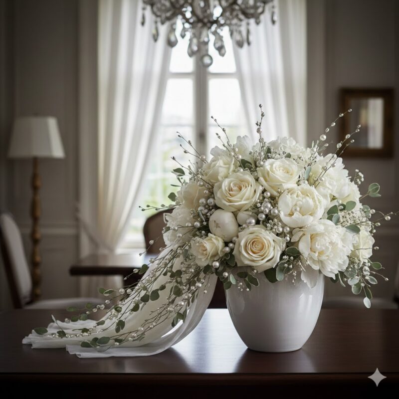 Timeless Elegance: The Polished Pearl Flower Arrangement