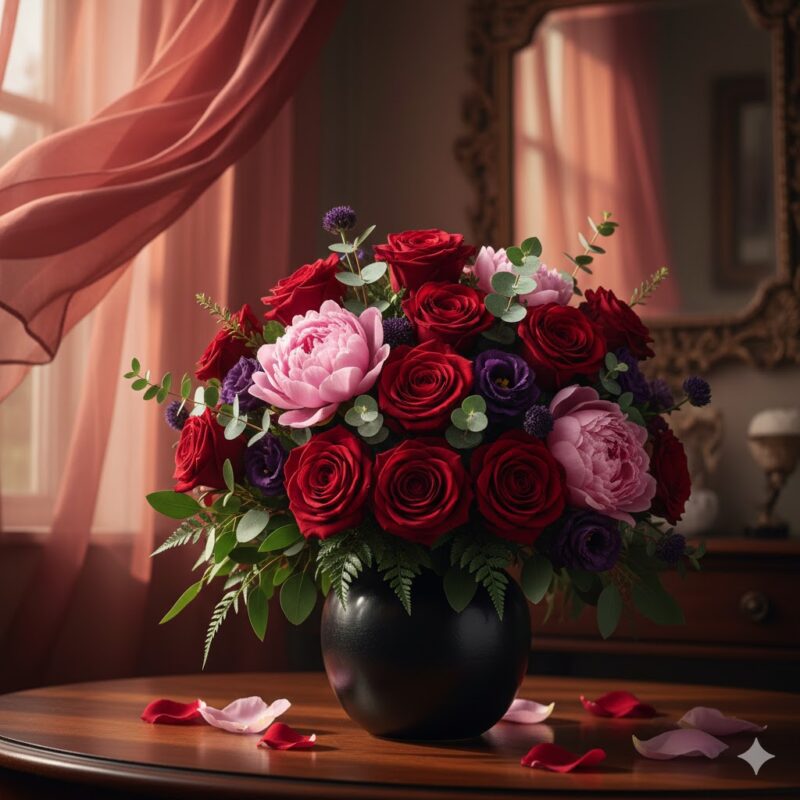 💋 The Boldly Bashful Flower Arrangement: Passionate & Poetic