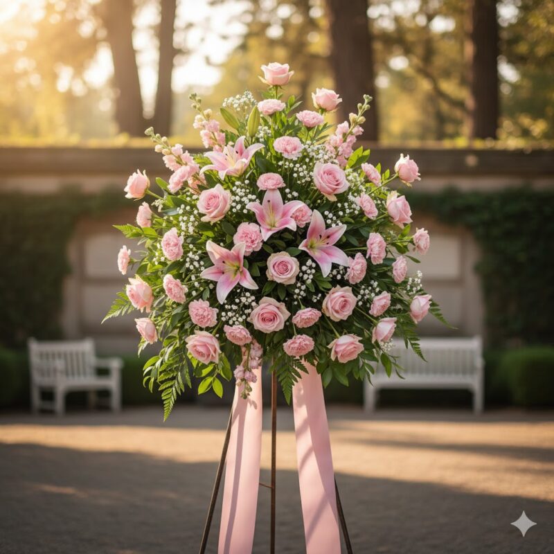 A Dignified and Gentle Farewell: The Pink Tribute Flower Spray