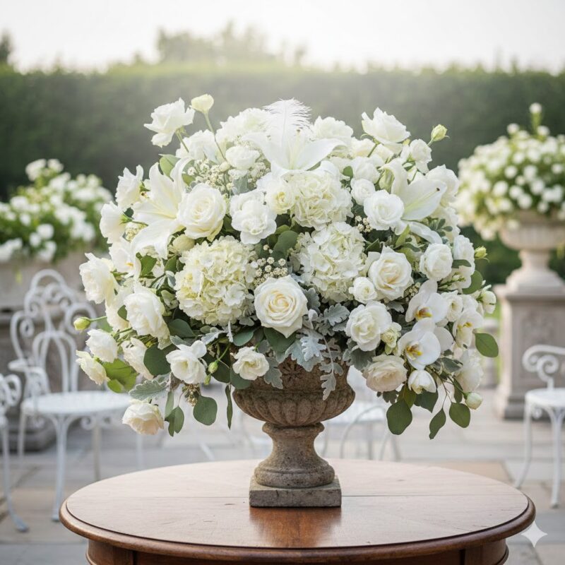 A Vision of Peace: The Elegant White Garden Vista Flower Arrangement