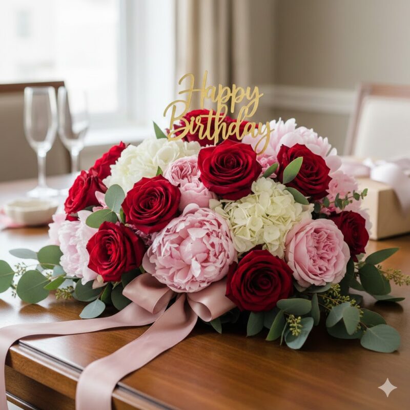 Celebrate in Style with the One and Only Bouquet & Happy Birthday Topper