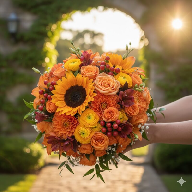 Experience the Sunset Hues of the Marmalade Skies Flower Bouquet