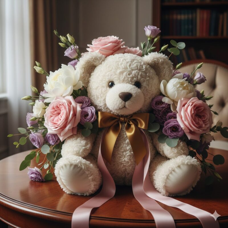 Teddy Bear Add-On: A Luxurious Companion for Your Premium Flower Bouquet