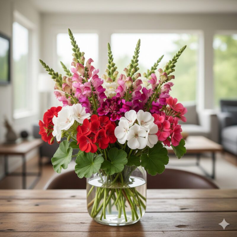 10. Geraniums and Snapdragons