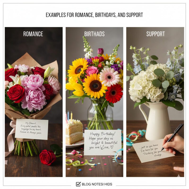 Examples for Romance, Birthdays, and Support