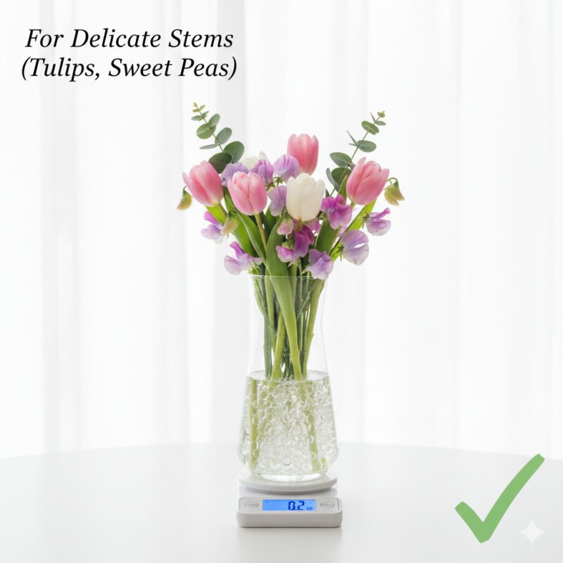 For Delicate Stems (Tulips, Sweet Peas)