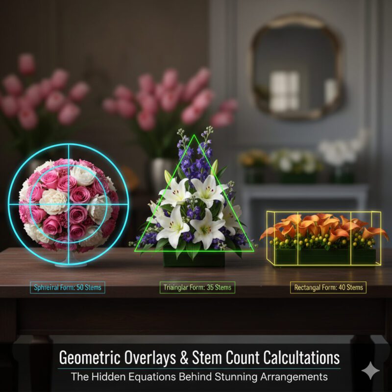 Geometric overlays on three arrangement shapes with stem count calculations