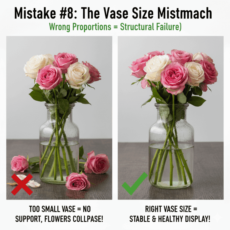 Mistake #8: The Vase Size Mismatch (Wrong Proportions = Structural Failure)