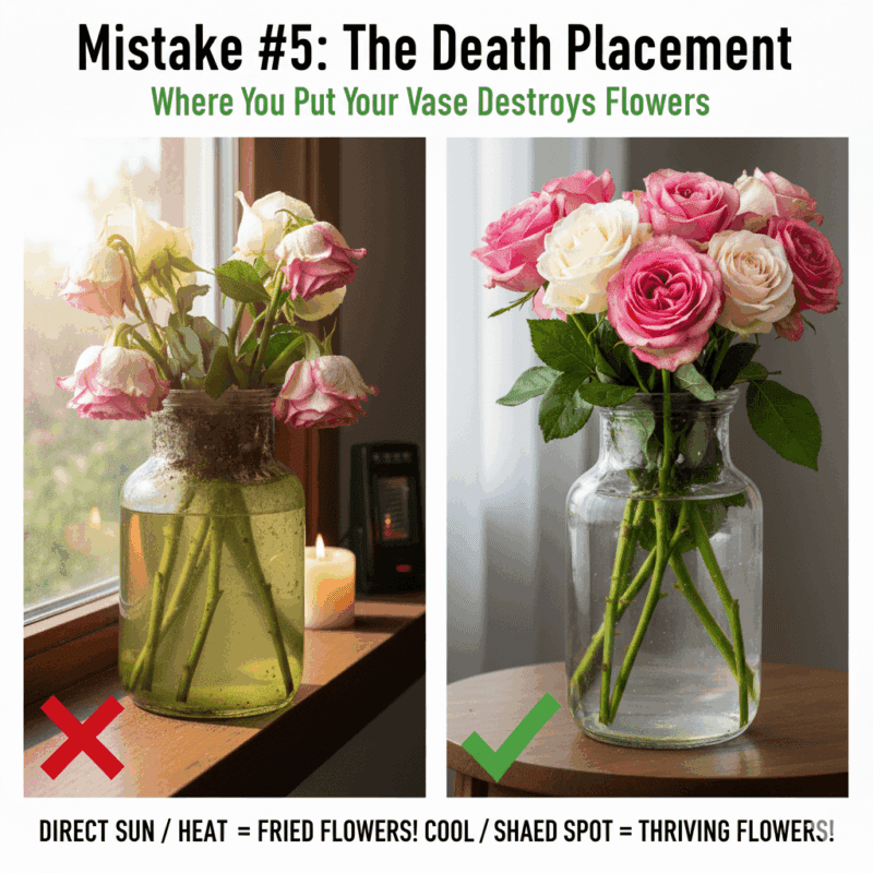Mistake #5: The Death Placement (Where You Put Your Vase Destroys Flowers)