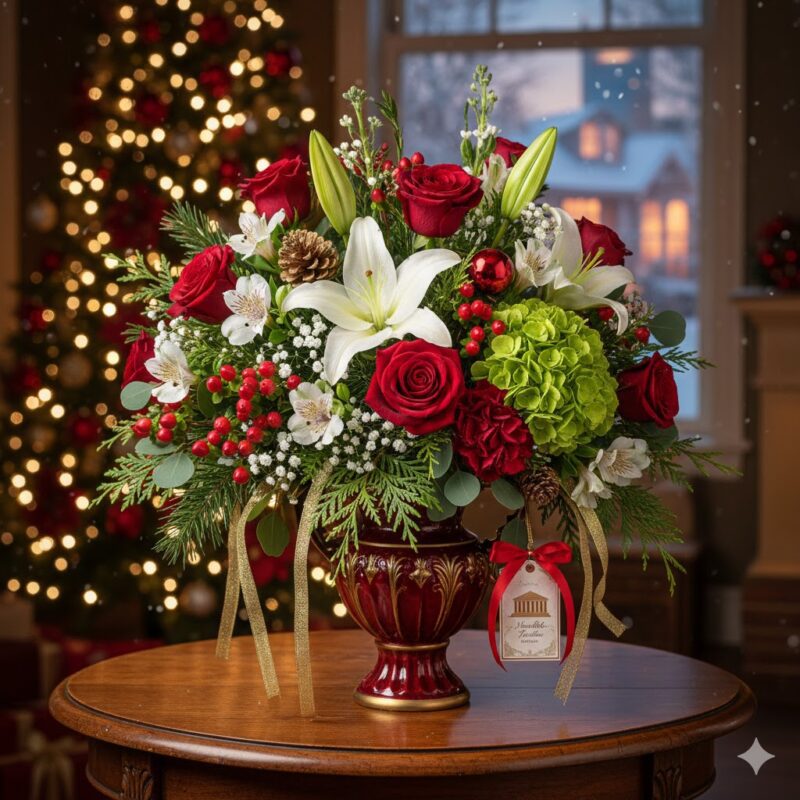 Deck the Halls Flower Bouquet Premium Christmas Flowers Delivered in Nashville