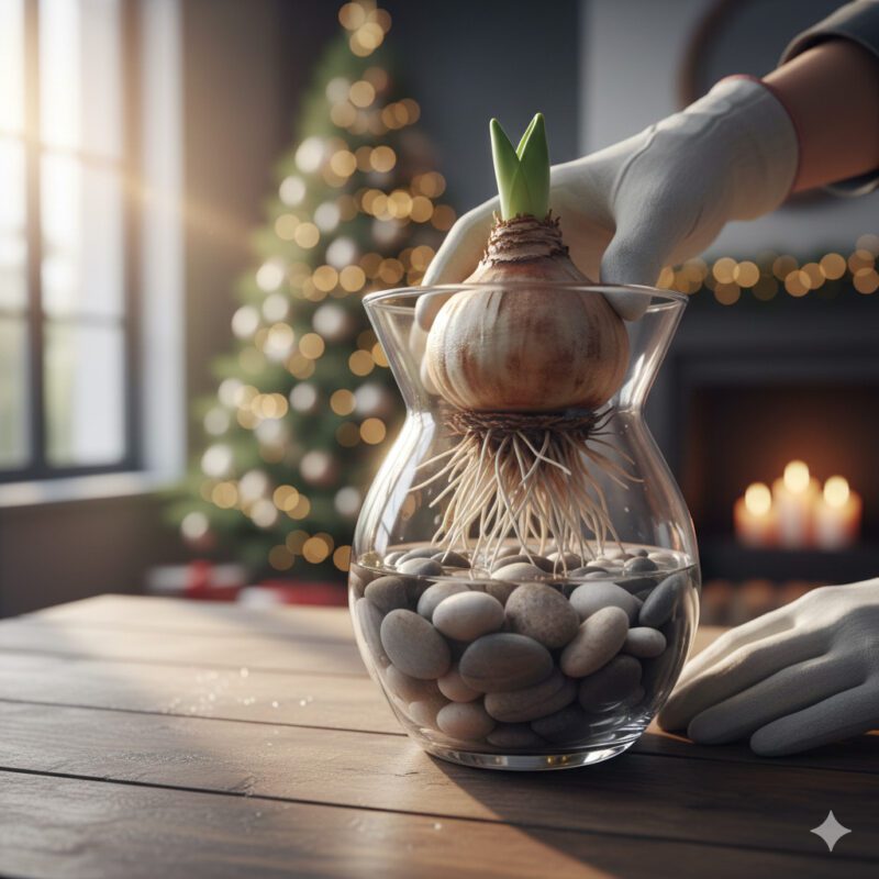 Growing Amaryllis in Water and Pebbles