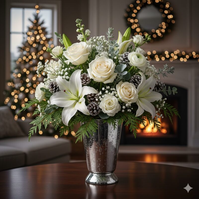 Introducing the Snow Angel Flower Bouquet: Your Premium Christmas Flower Arrangement