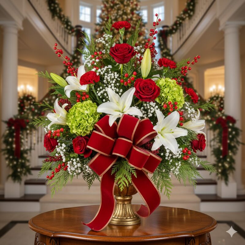 Make a Grand Entrance with the Big Red Bow Flower Bouquet