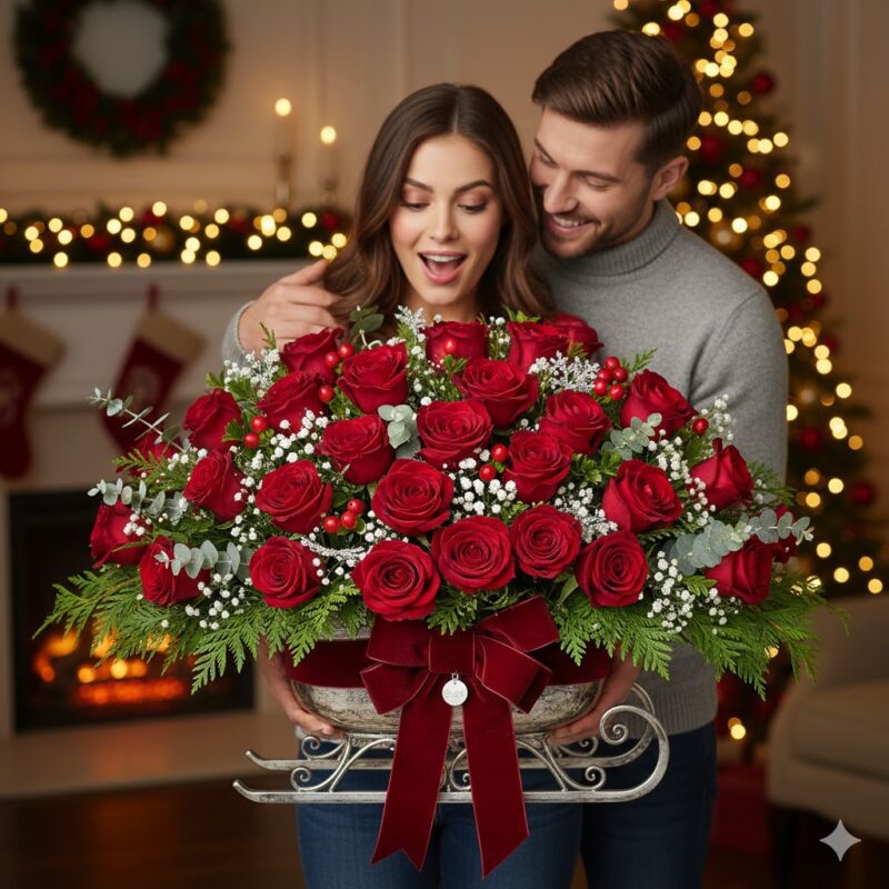 The Ultimate Romantic Gesture Santa Baby Rose Flower Arrangement