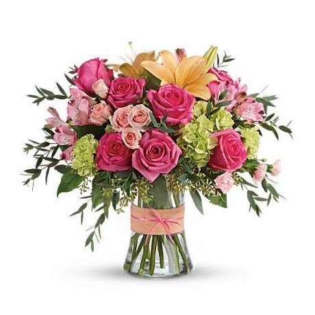 Blush Life Bouquet with pink roses and peach lilies for delivery in Nashville TN