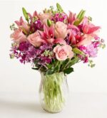 Made for Mom flower bouquet with white lilies, roses, and eucalyptus – Reema Florist Nashville TN