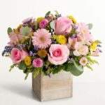 Spring Sentiment Flower Box with tulips and roses - Nashville TN flower delivery