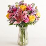Springtime Blossoms for Mom bouquet with pink lilies and yellow roses - Nashville flower delivery